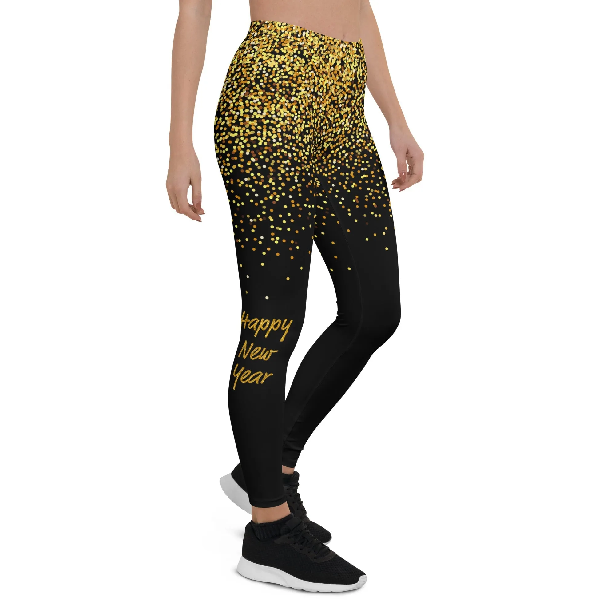 Golden Sparkly Print New Year Leggings