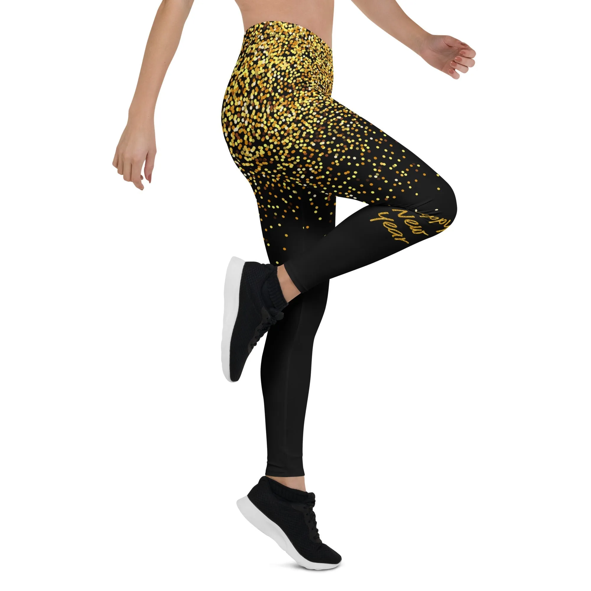 Golden Sparkly Print New Year Leggings