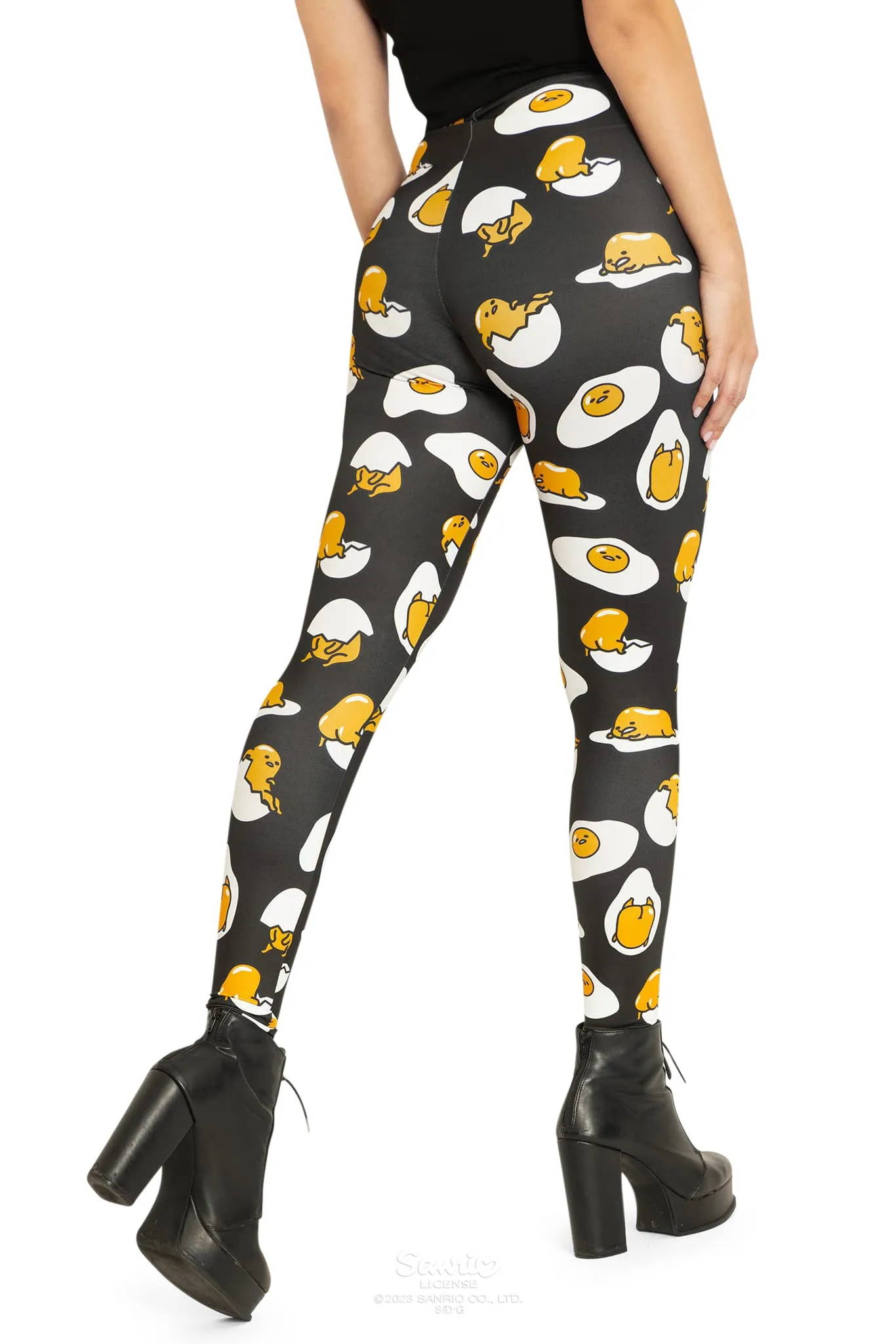 Gudetama Black High Waisted Matte Finish Leggings