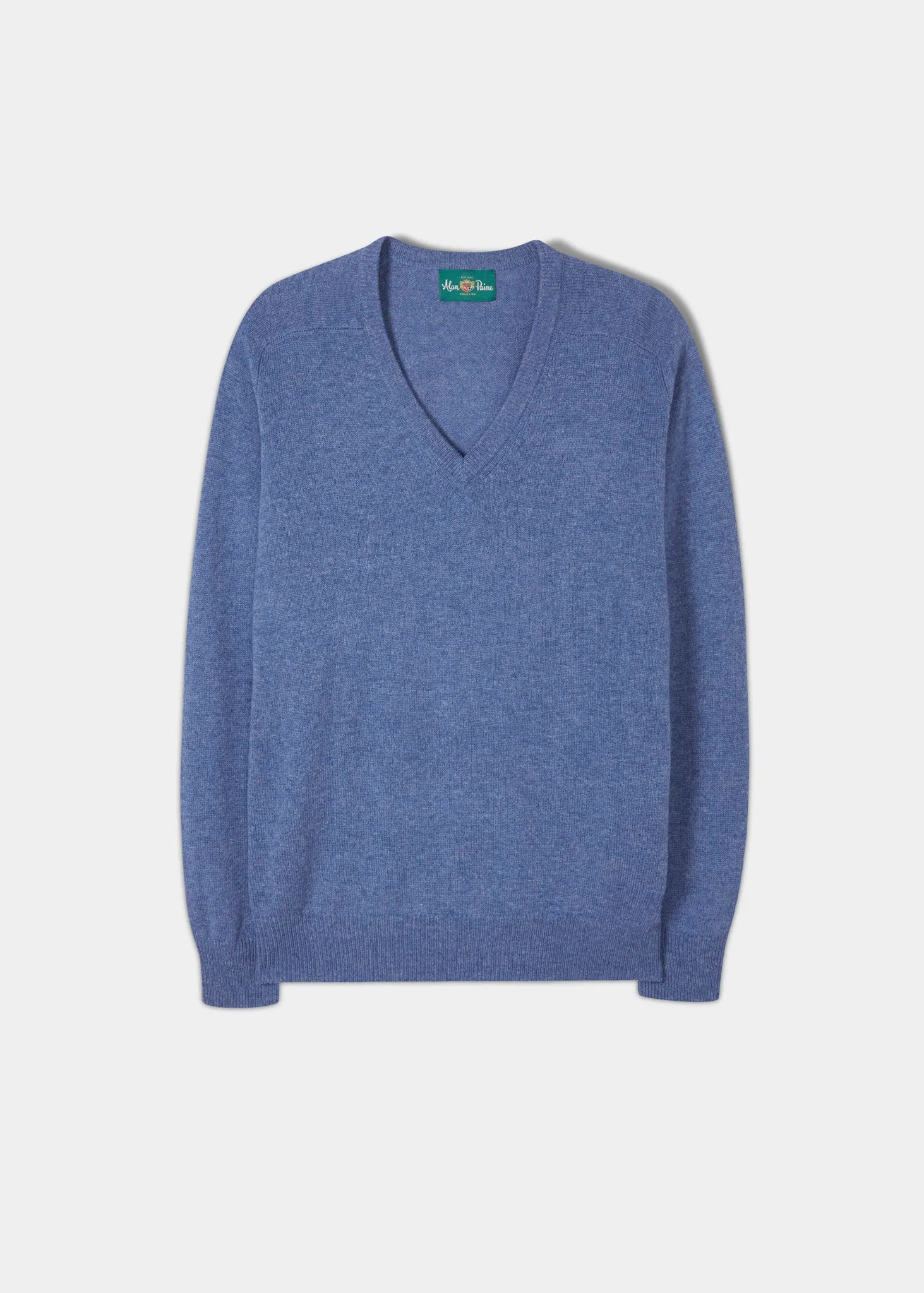 Hampshire Men's V Neck Jumper in Jeans - Alan Paine UK