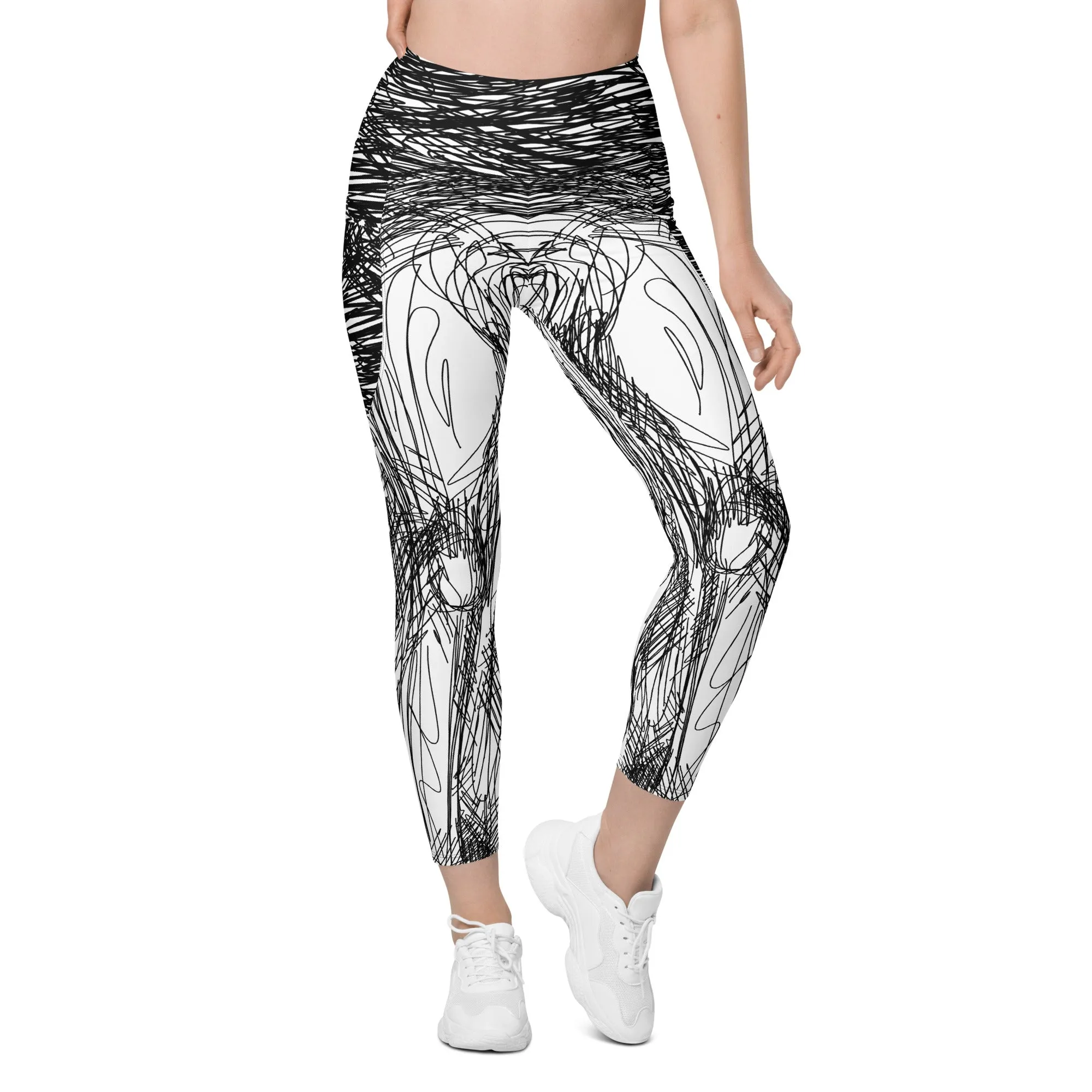 Hand Drawn Leggings With Pockets