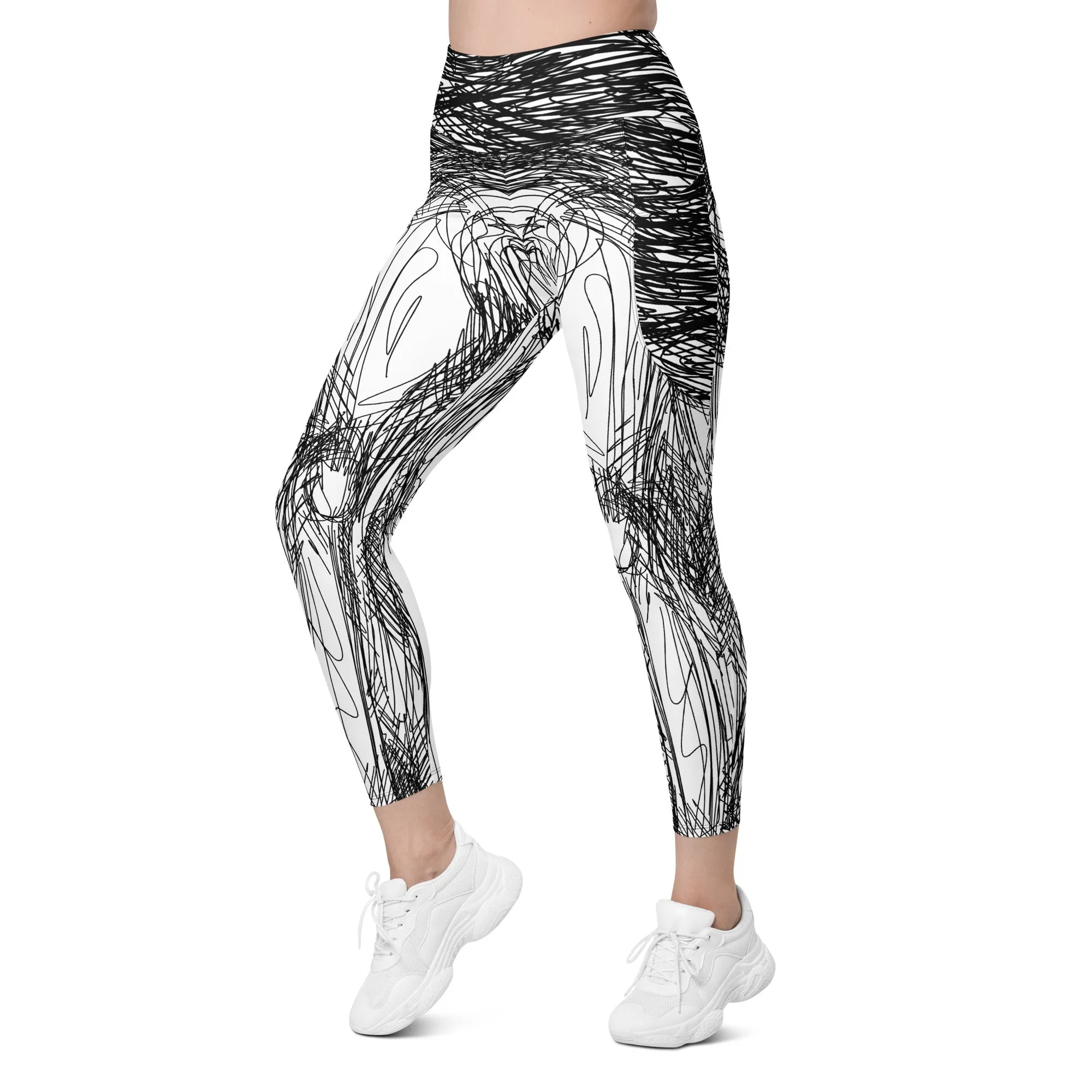 Hand Drawn Leggings With Pockets