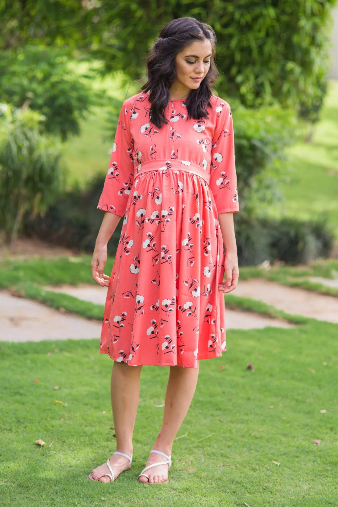 Happy Peach Maternity & Nursing Dress