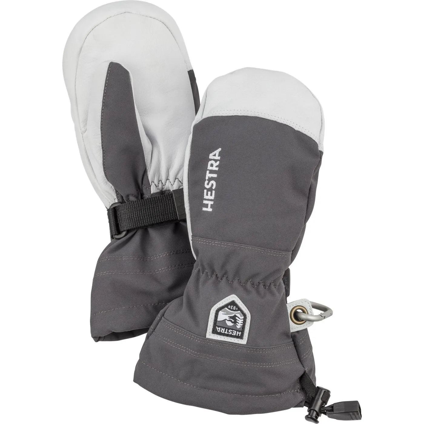 Hestra Juniors' Army Leather Heli Ski Mitt Grey | Buy Hestra Juniors' Army Leather Heli Ski Mitt Grey here | Outnorth