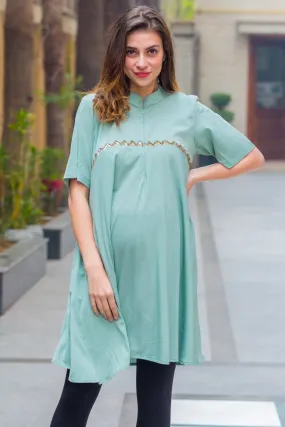 High Low Embroidered Maternity & Nursing Top