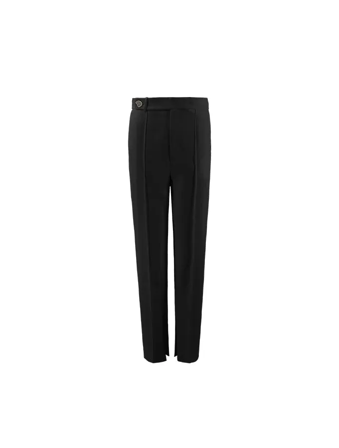 High Waisted Straight-Leg Slitted Trousers