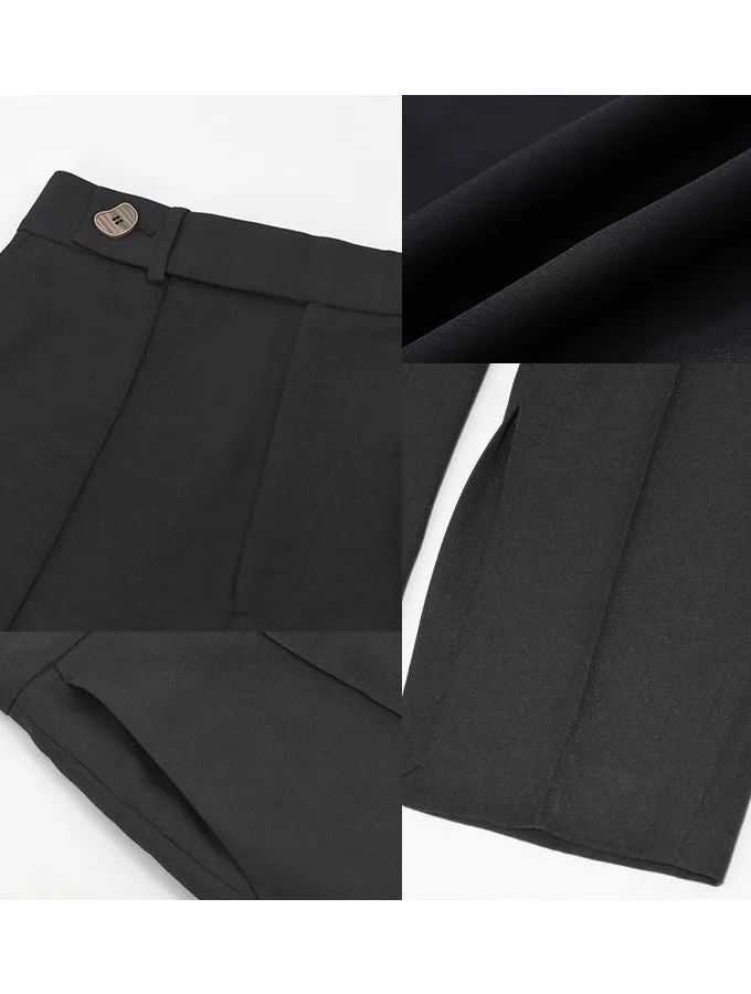 High Waisted Straight-Leg Slitted Trousers