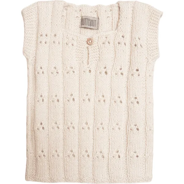 HutteliHut Handmade Alpaca Baby Vest, Off-White