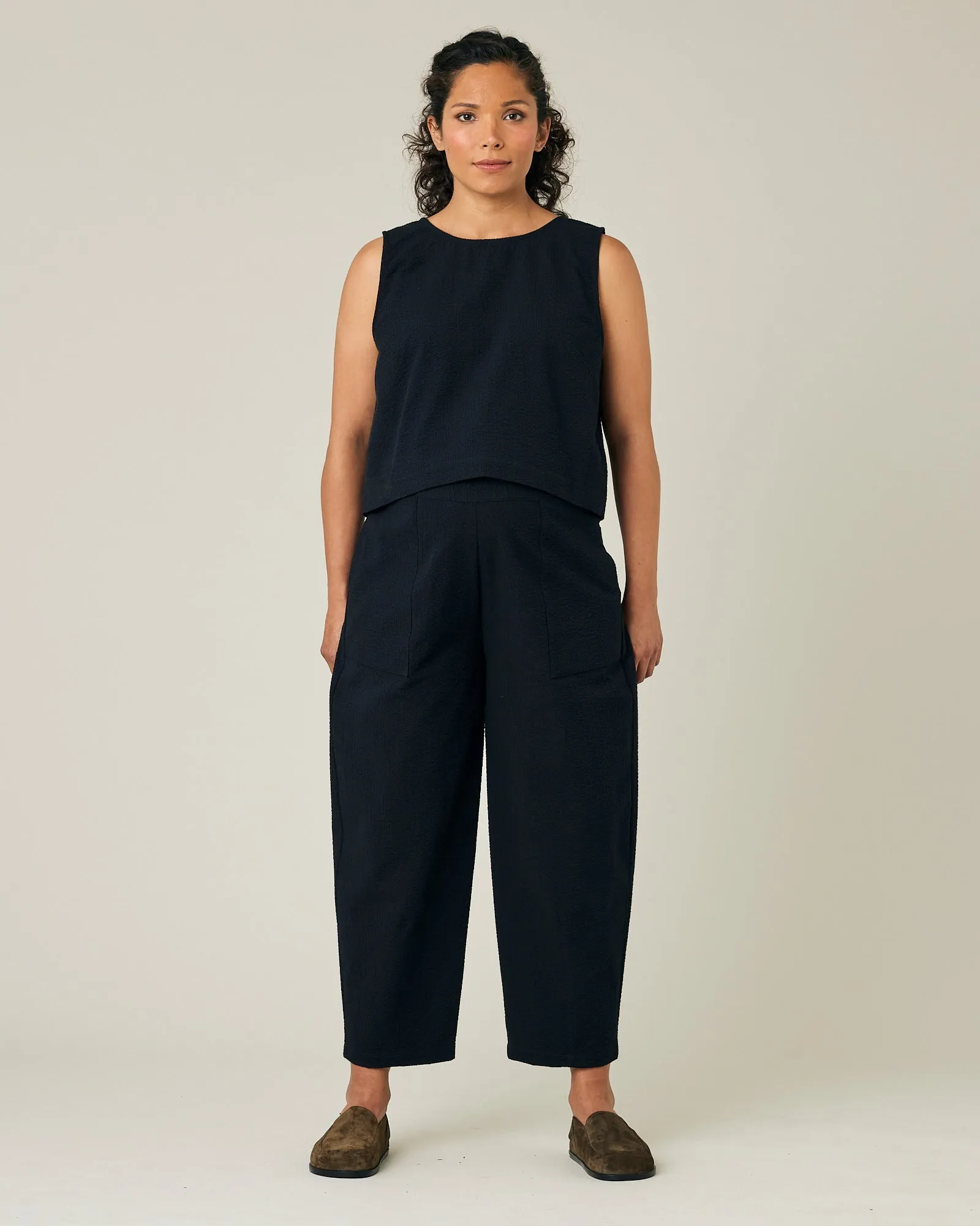 Huxley Black Seersucker Trousers