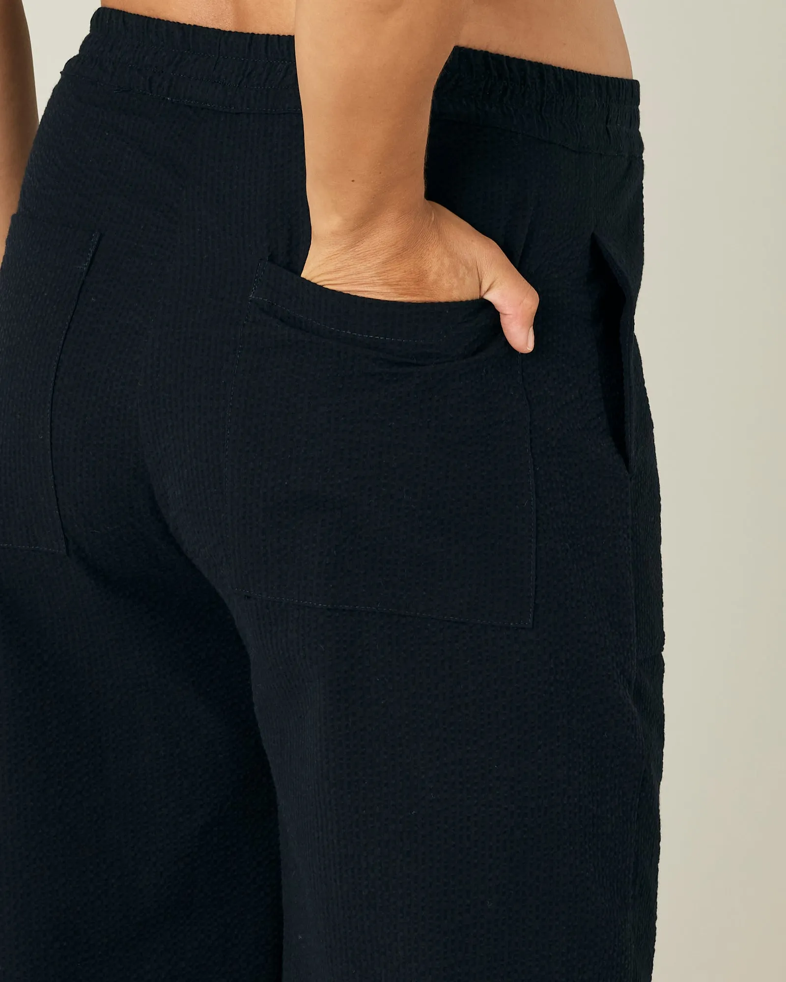 Huxley Black Seersucker Trousers