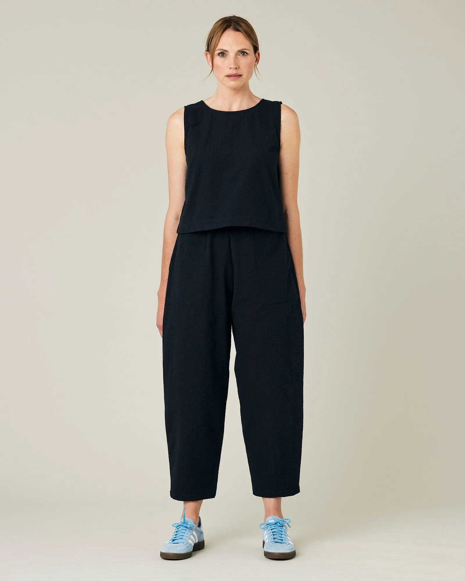 Huxley Black Seersucker Trousers