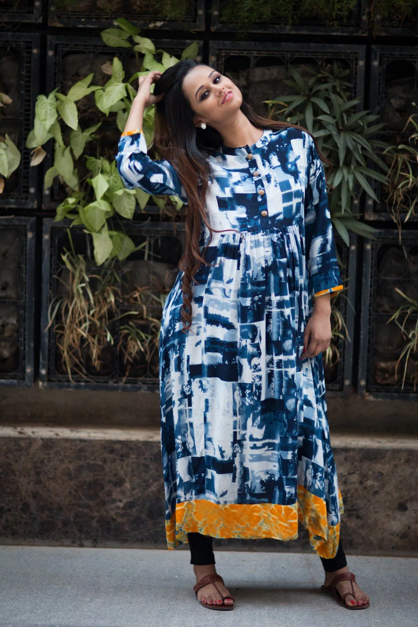 Indigo Print Maternity & Nursing Kurta