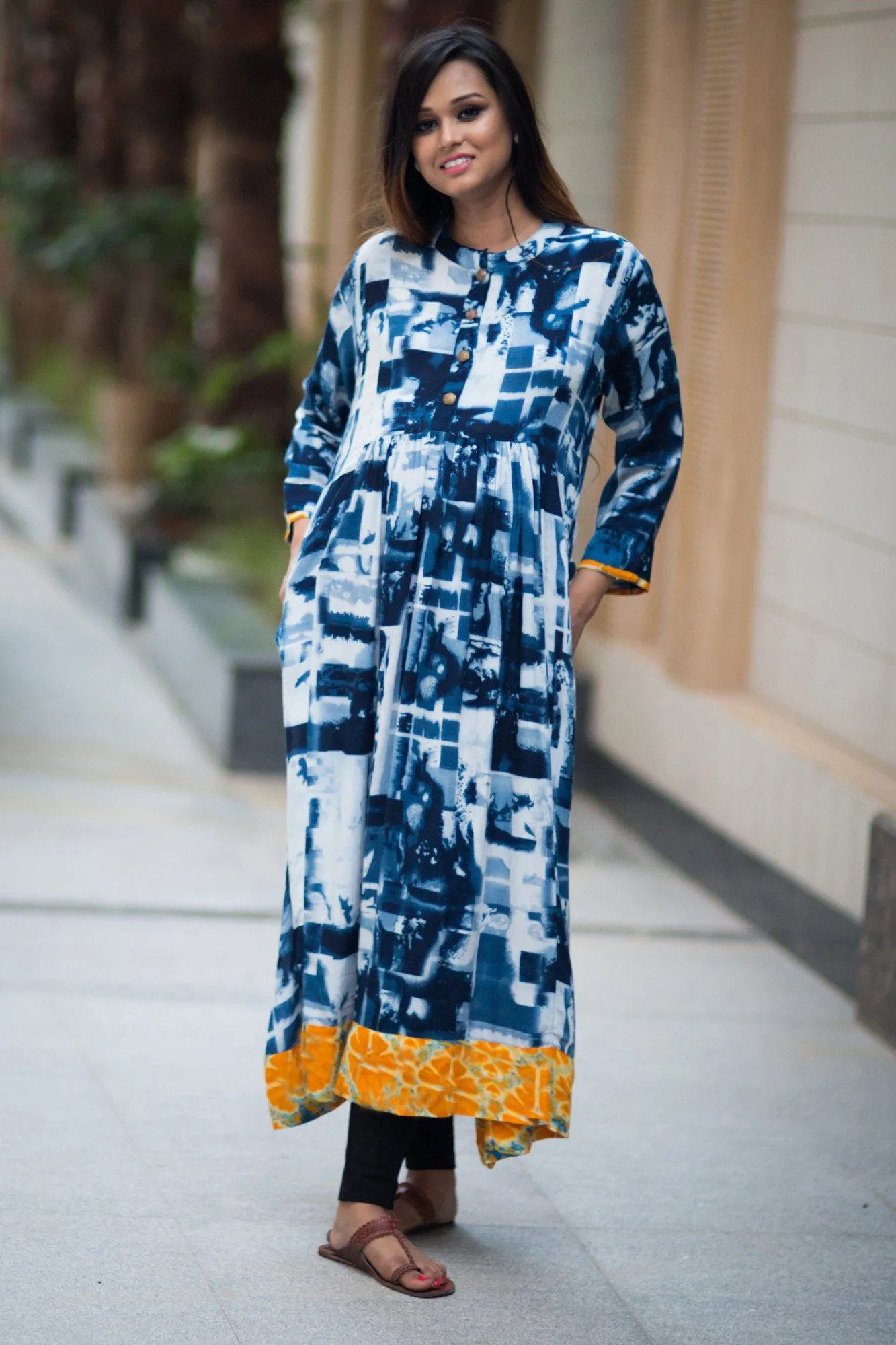 Indigo Print Maternity & Nursing Kurta