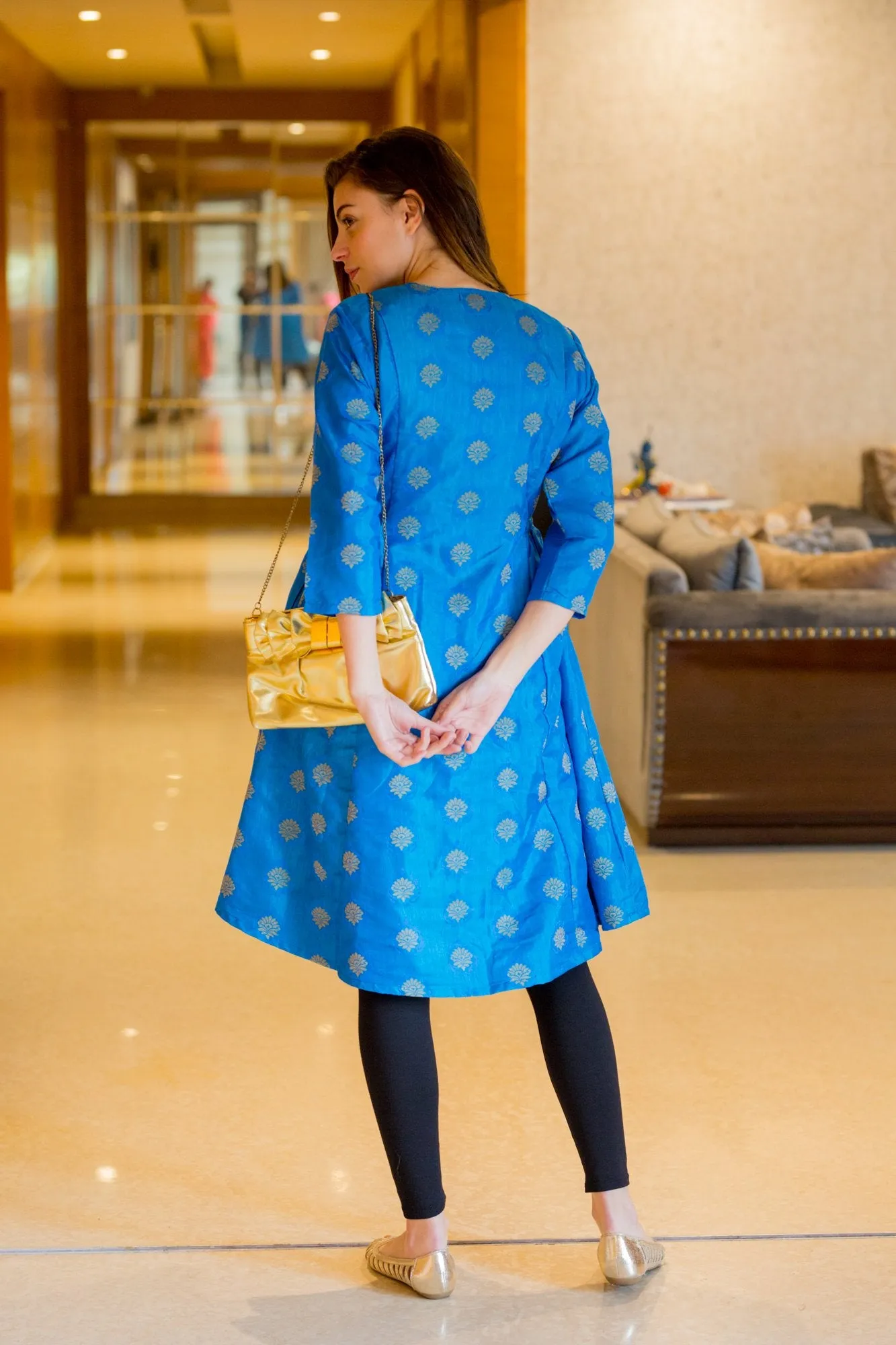 Indigo Silk Maternity and Nursing Kurta