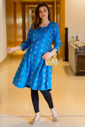 Indigo Silk Maternity and Nursing Kurta