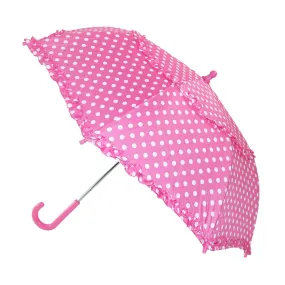 iRain Kids' Hook Handle Ruffled Polka Dot Umbrella