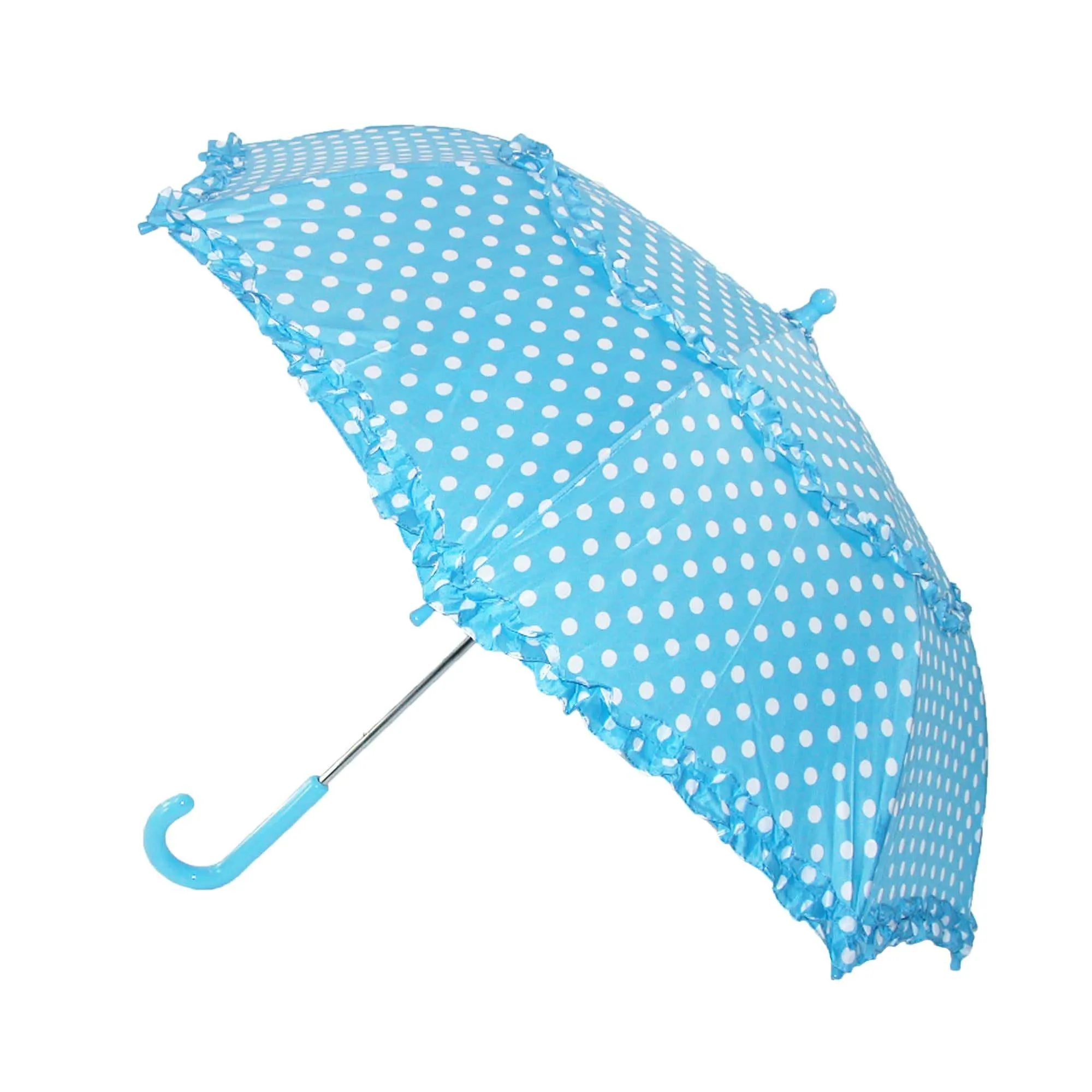 iRain Kids' Hook Handle Ruffled Polka Dot Umbrella