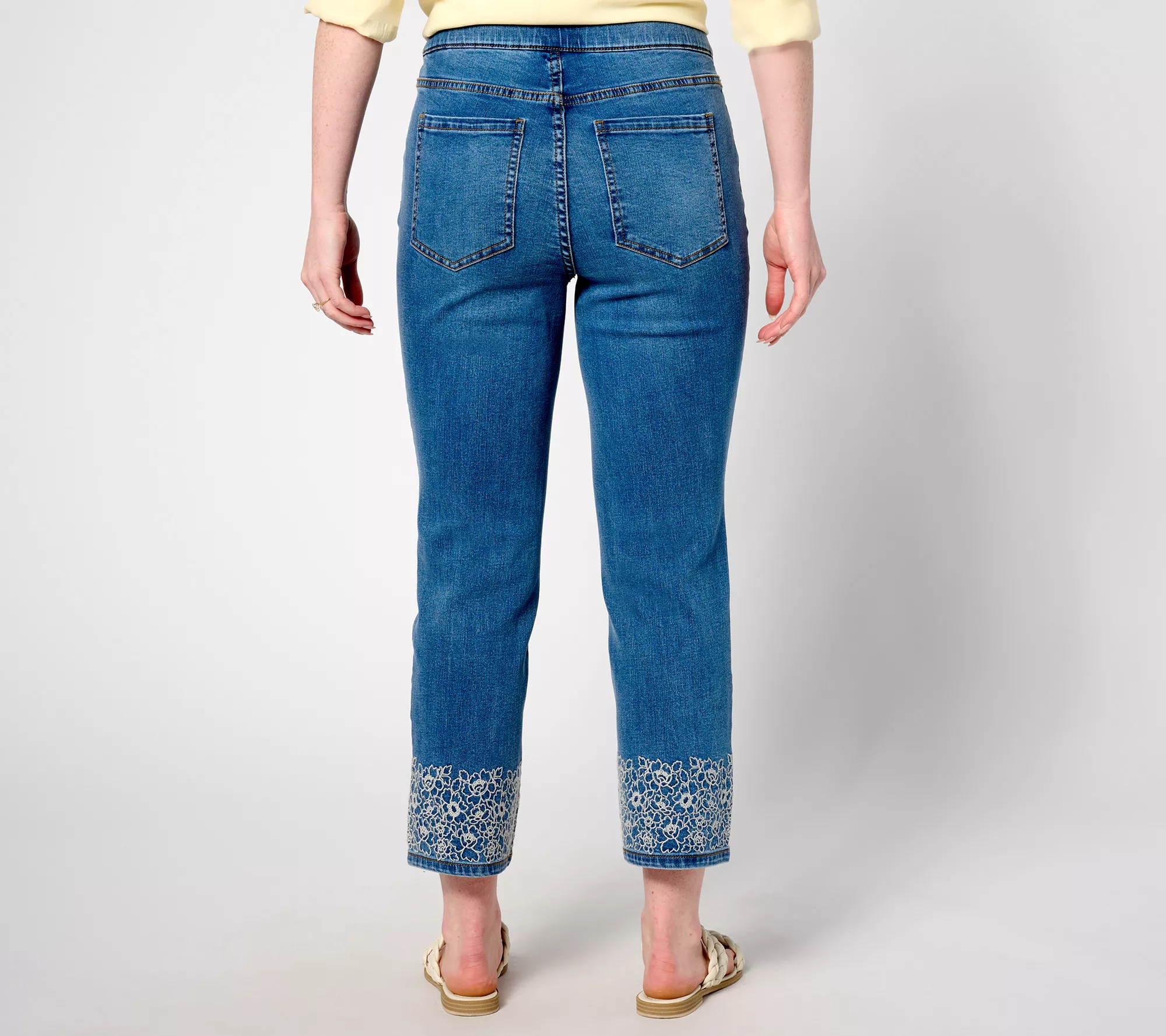 Isaac Mizrahi Live! Regular True Denim Straight Jeans w/ Embroidery