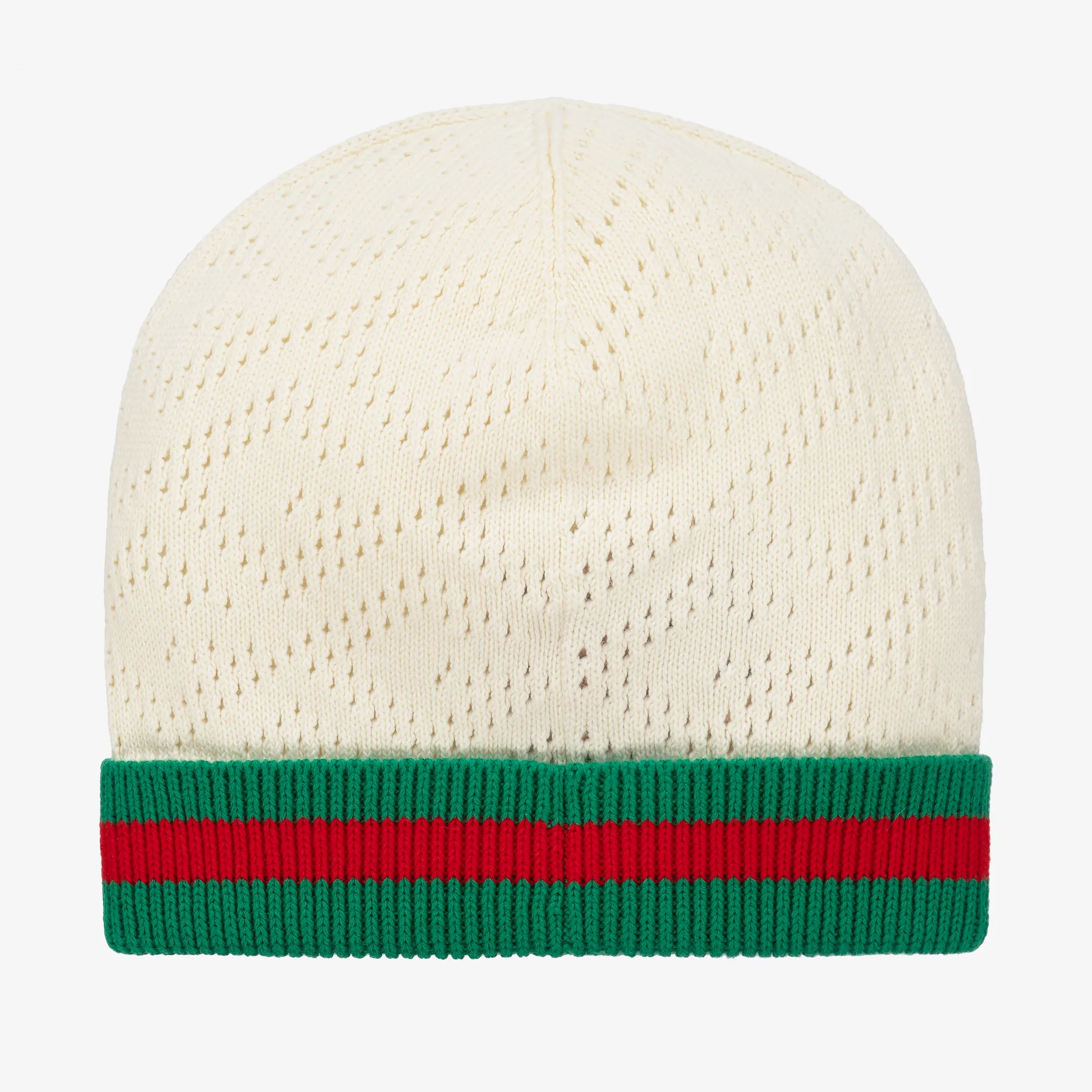 Ivory Web Stripe Cotton Beanie Hat