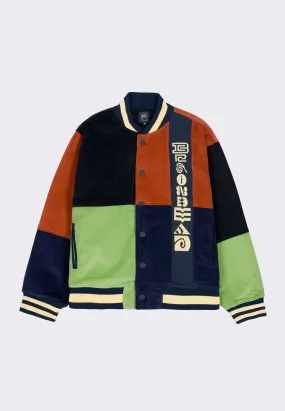 Jacquard Patchwork Letterman Jacket - multi