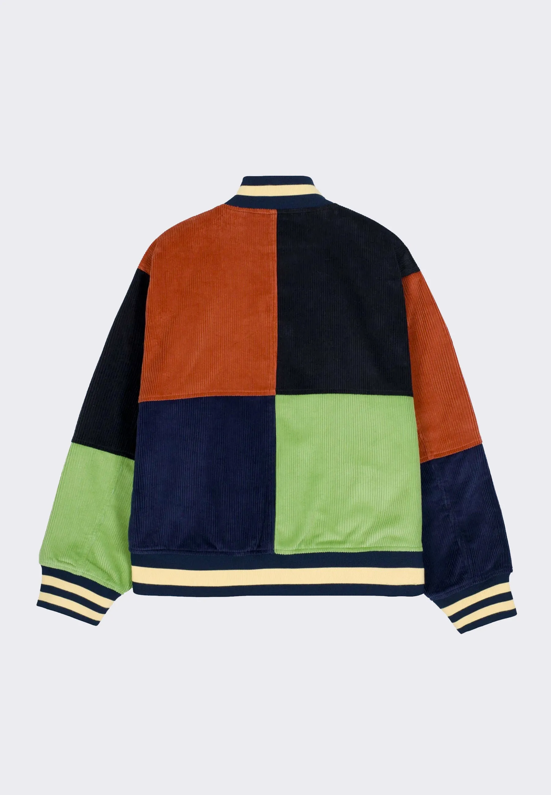 Jacquard Patchwork Letterman Jacket - multi