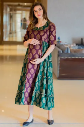 Jade Lilac Silk Maternity & Nursing Kurta