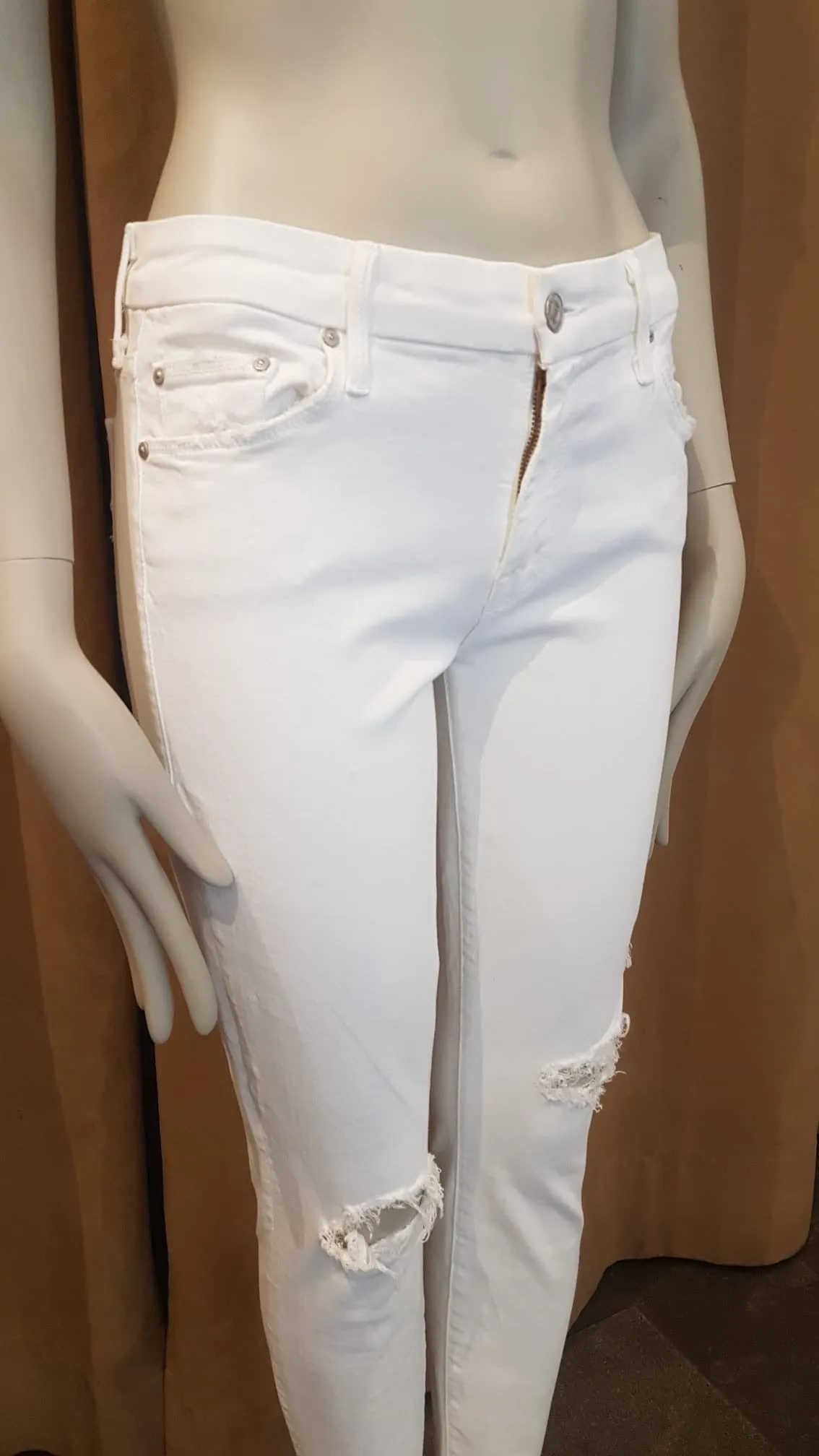 Jeans Mother roto/blanco