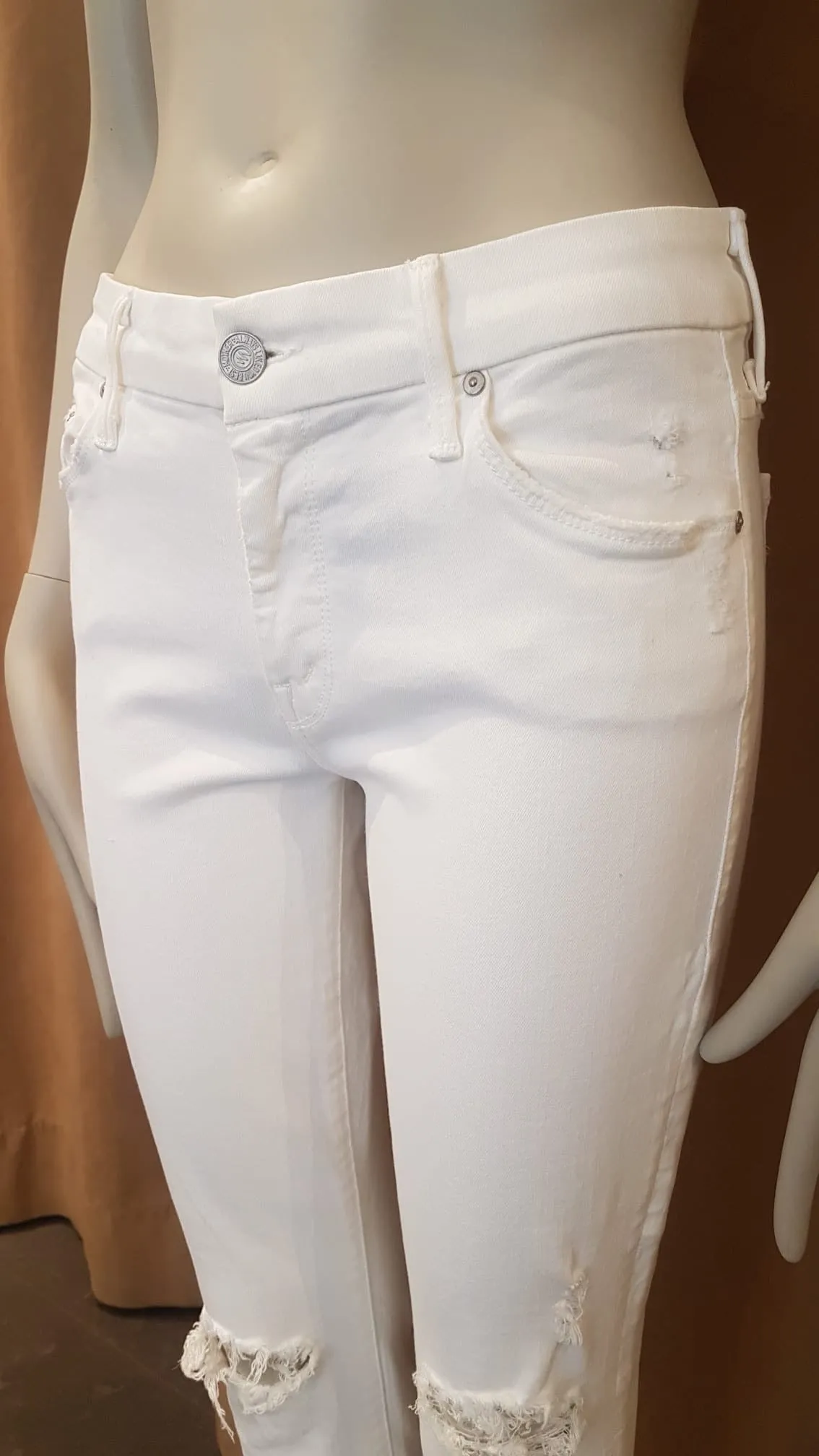 Jeans Mother roto/blanco