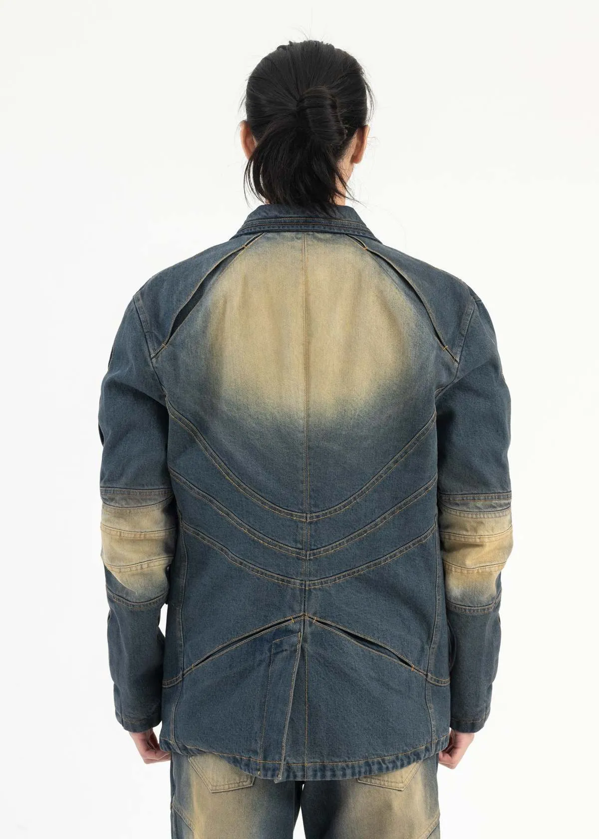 Juntae Kim Gather Slashed Washing Tailored Jacket - Washed Blue