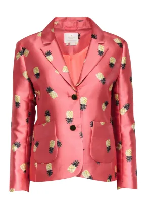 Kate Spade - Coral Pineapple Jacquard Jacket Sz 4