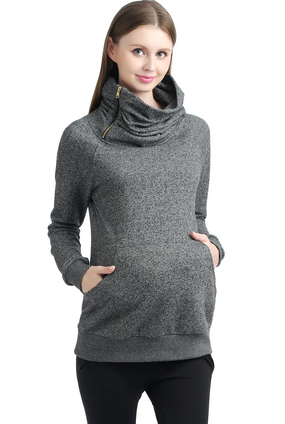 Kimi + Kai Maternity Thea Zip Collar Sweatshirt