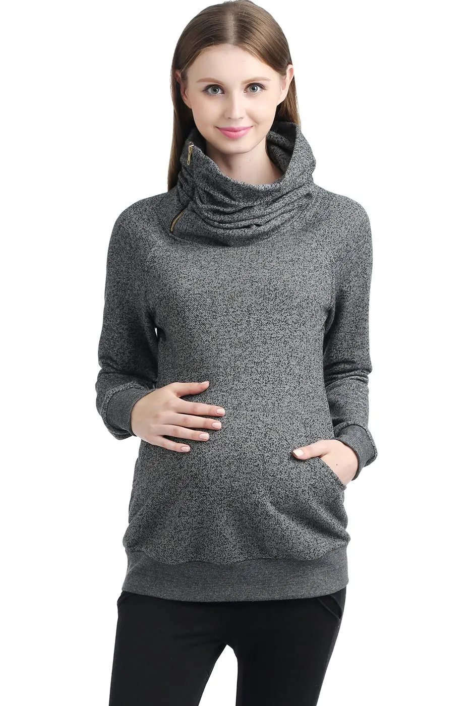 Kimi + Kai Maternity Thea Zip Collar Sweatshirt