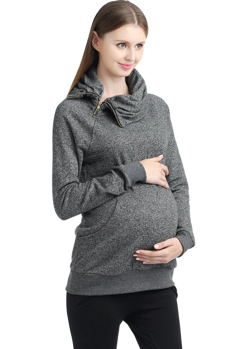 Kimi + Kai Maternity Thea Zip Collar Sweatshirt