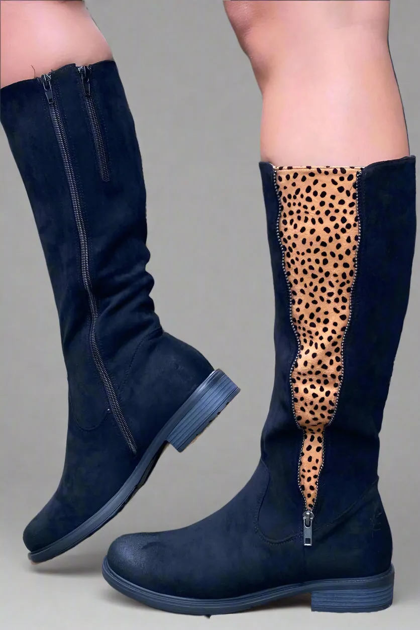 Knee High Zip Up Boot Cheetah