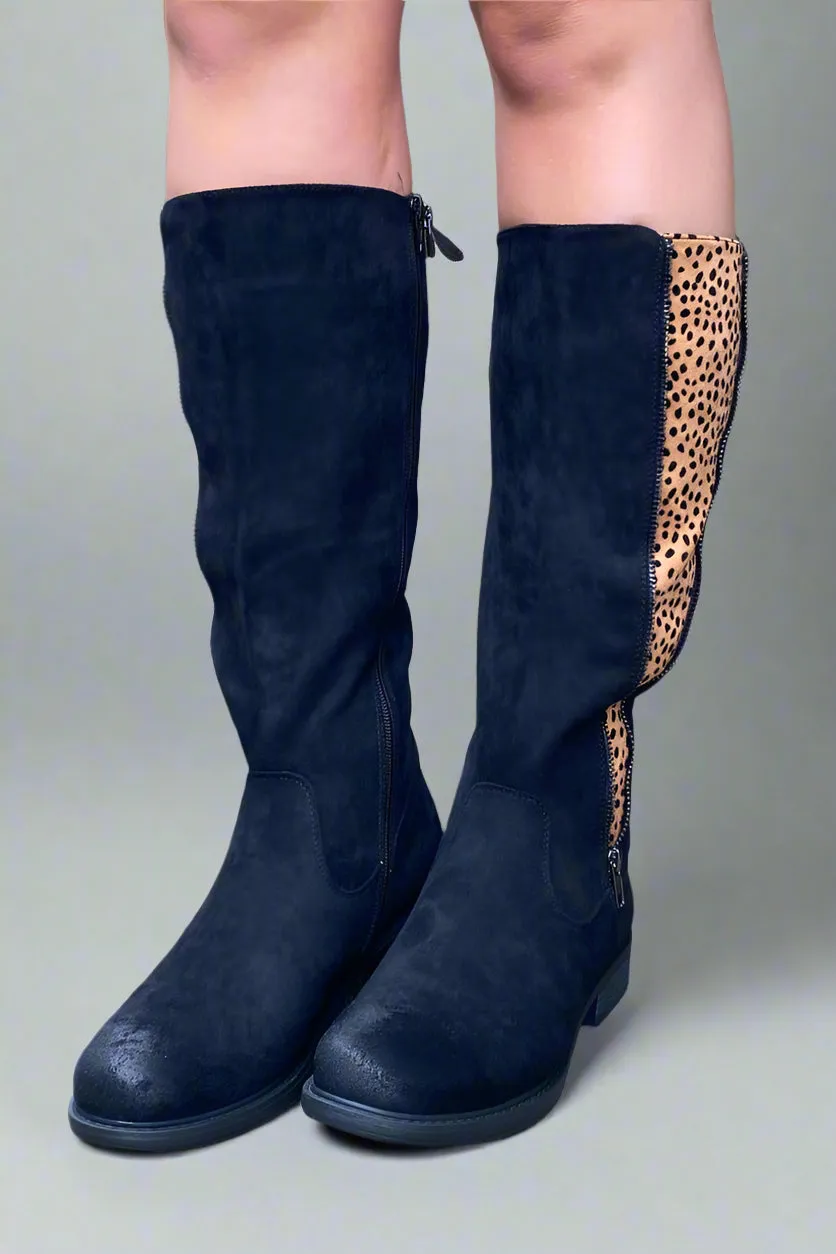 Knee High Zip Up Boot Cheetah