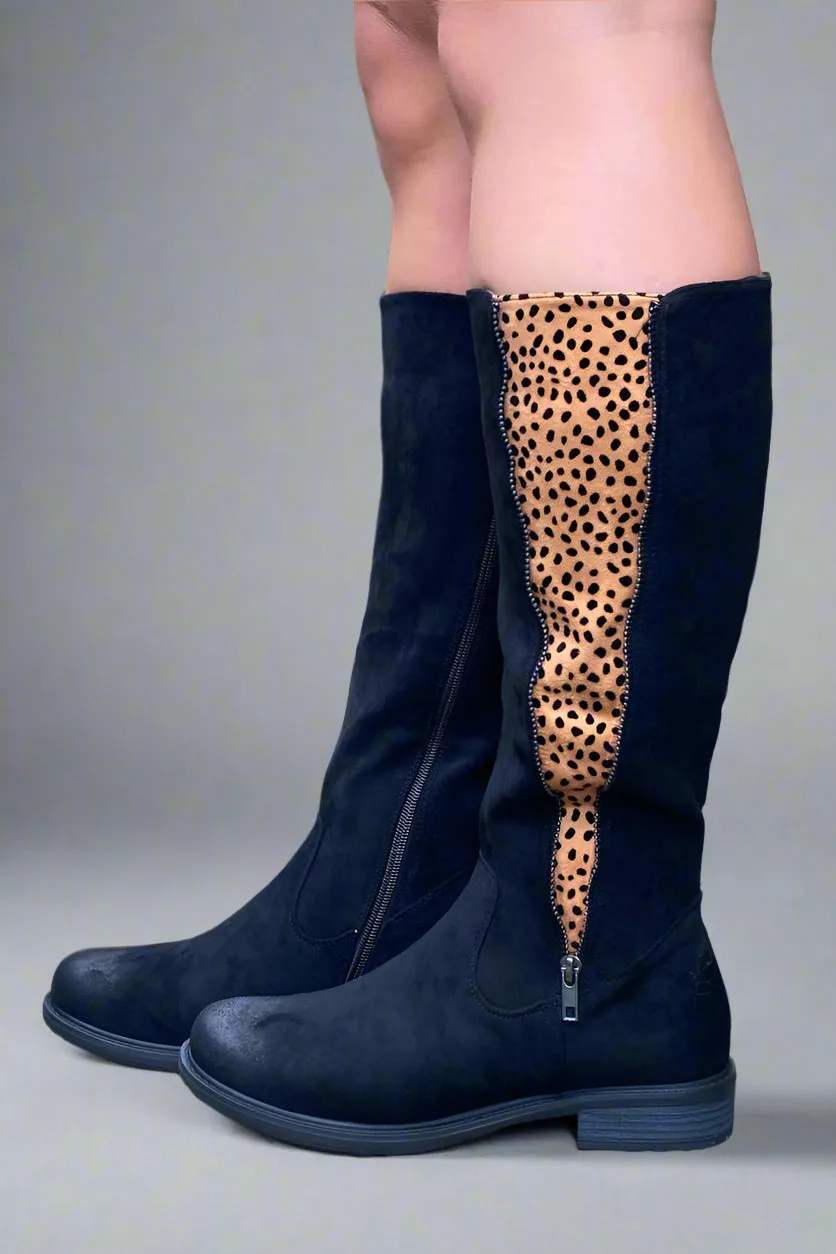 Knee High Zip Up Boot Cheetah