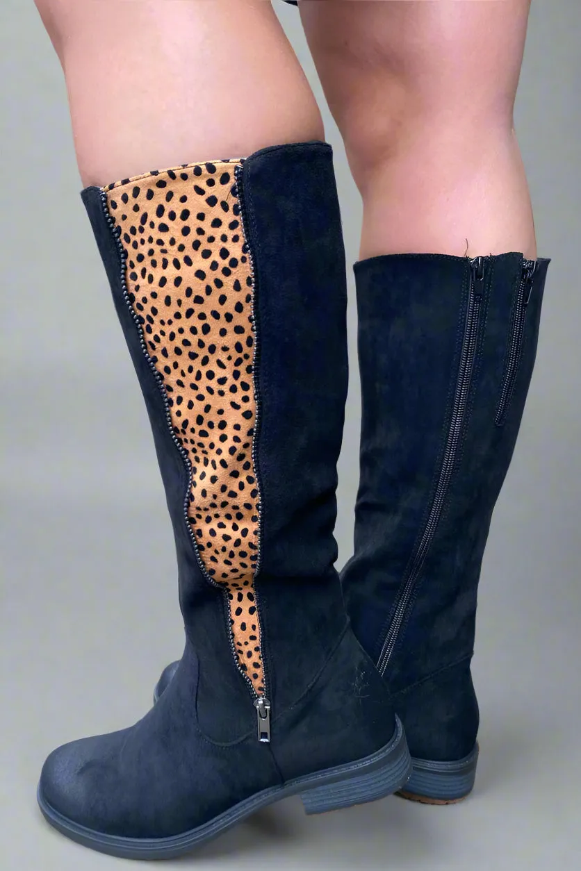 Knee High Zip Up Boot Cheetah