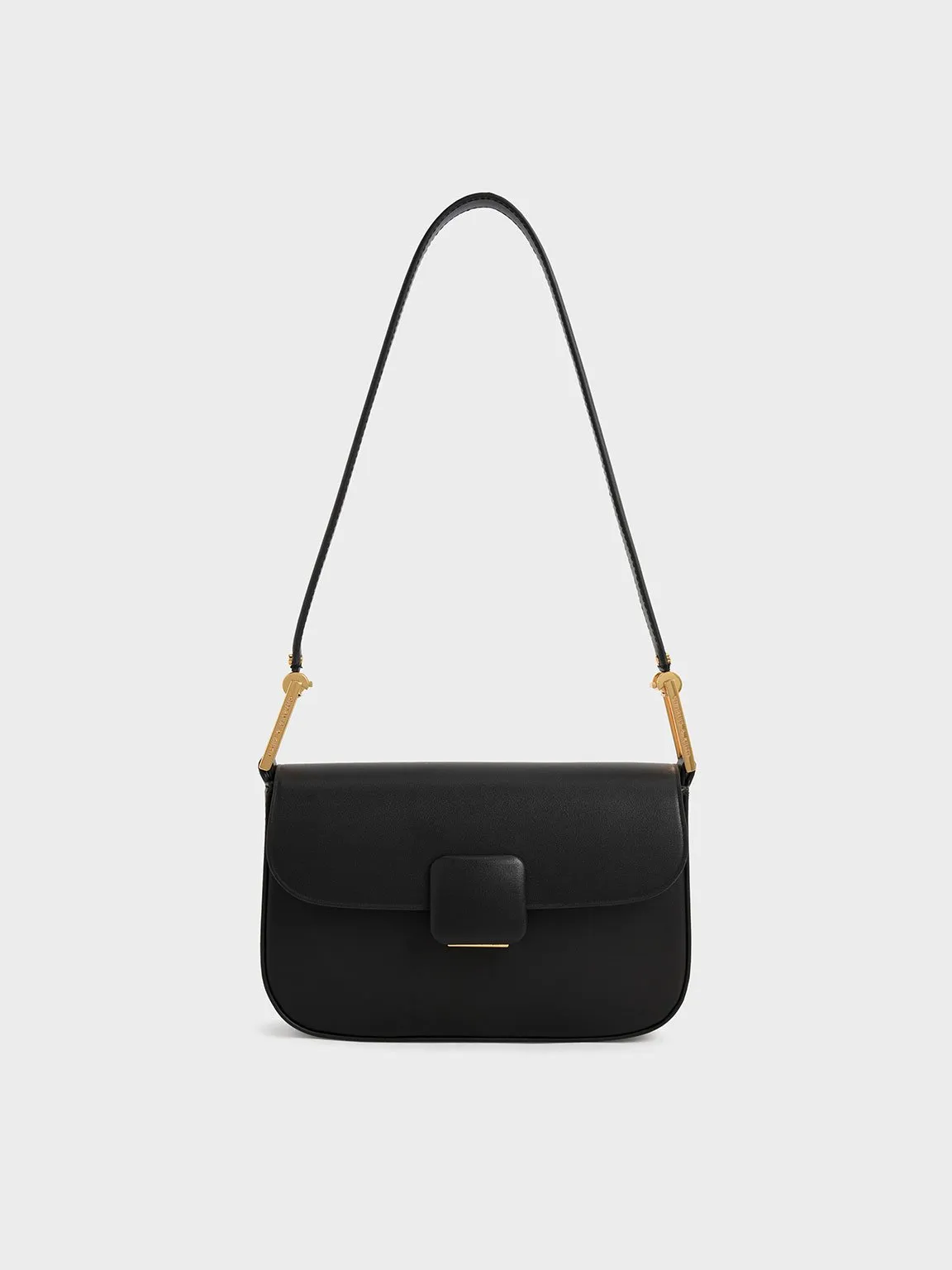 Koa Square Push-Lock Shoulder Bag - Black