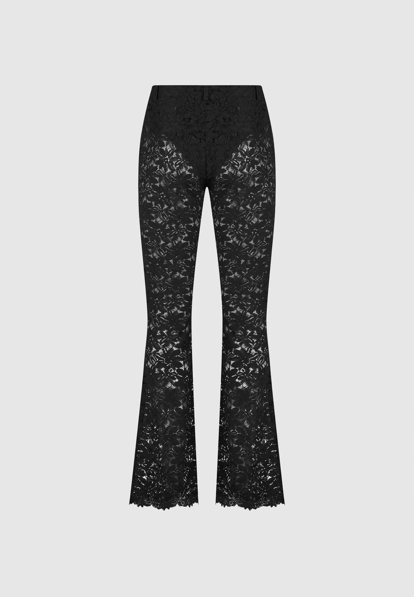 Lace Fit and Flare Trousers - Black