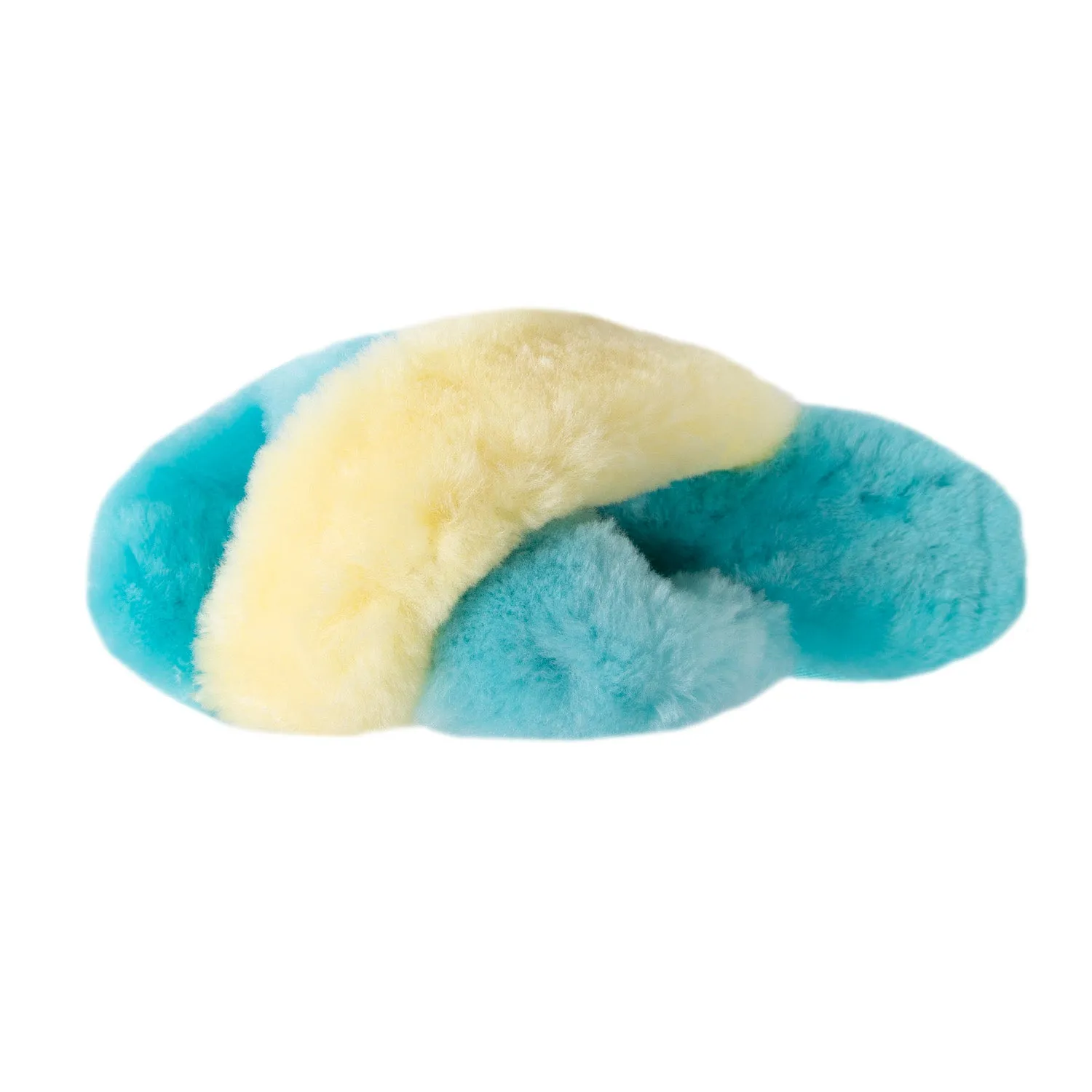 Ladies Duo-Tone Emma Sheepskin Slipper Blue/Yellow