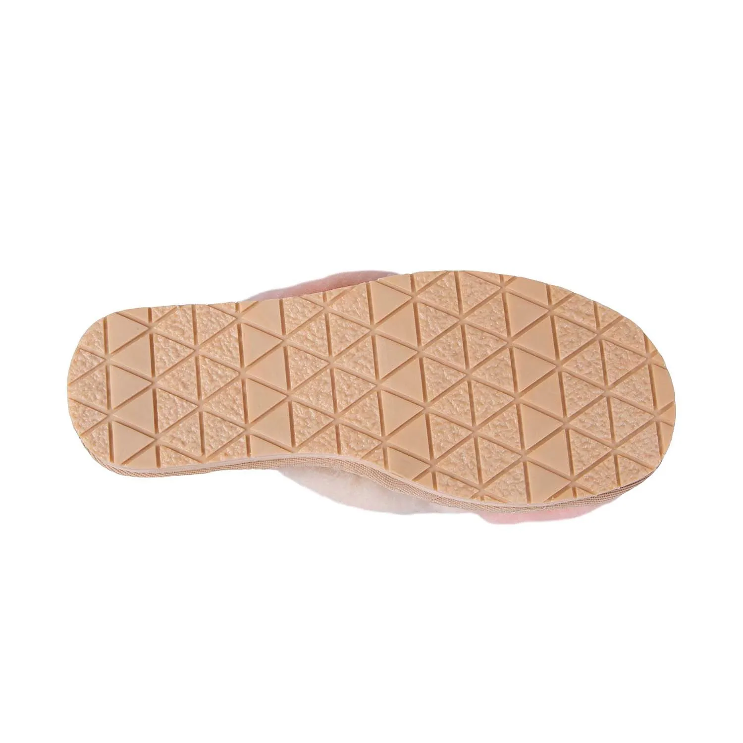 Ladies Duo-Tone Emma Sheepskin Slipper Cream/Peach