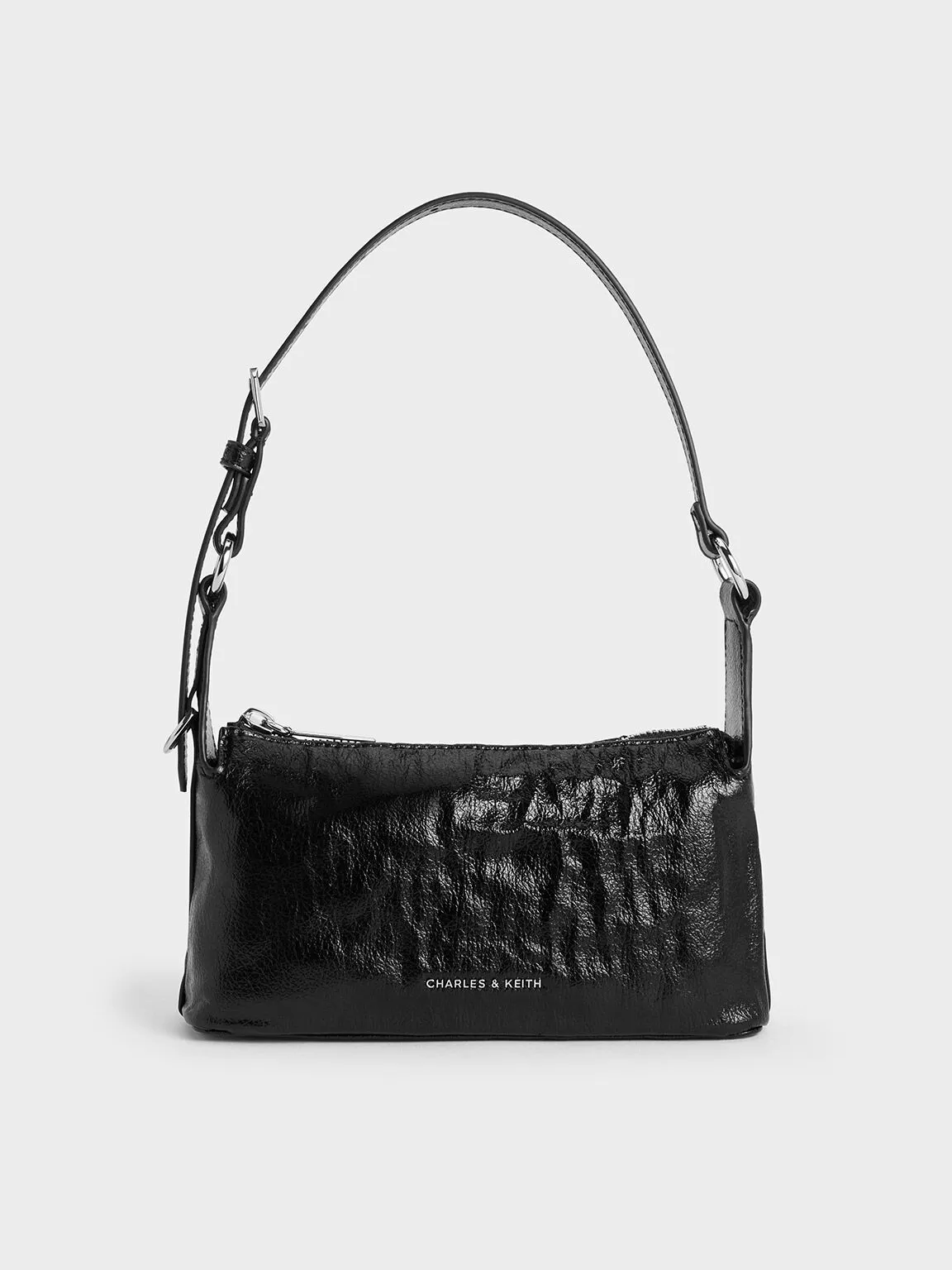 Lark Crinkle-Effect Shoulder Bag - Noir