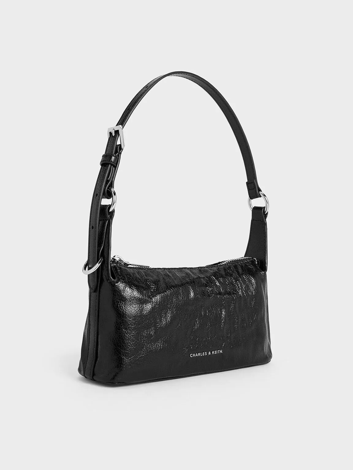 Lark Crinkle-Effect Shoulder Bag - Noir