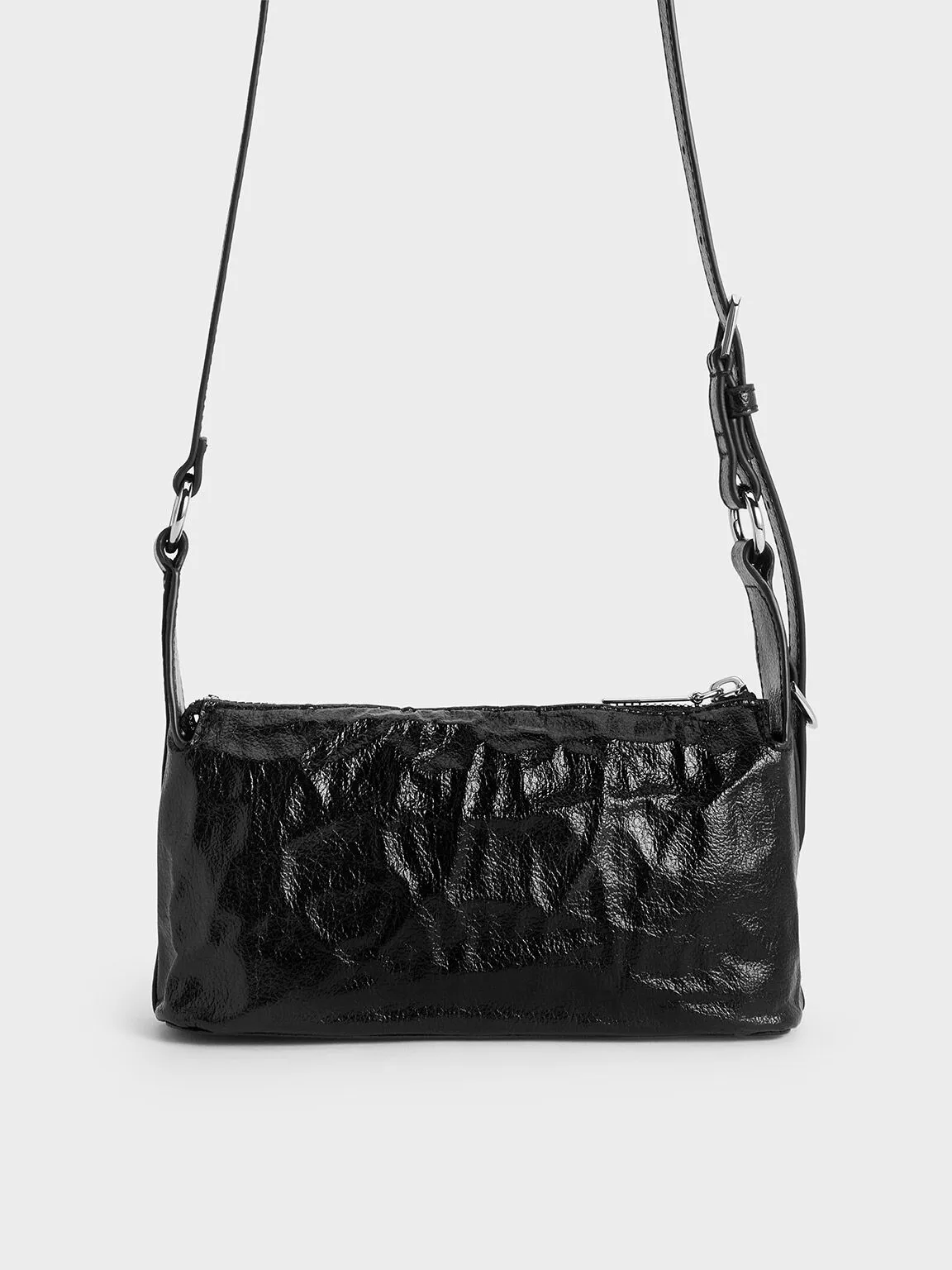 Lark Crinkle-Effect Shoulder Bag - Noir