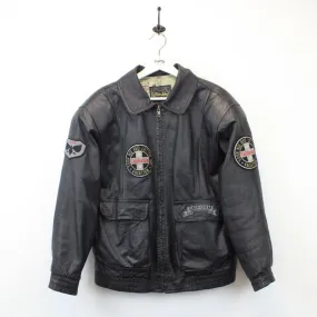 Leather Aviator Jacket Black | Medium