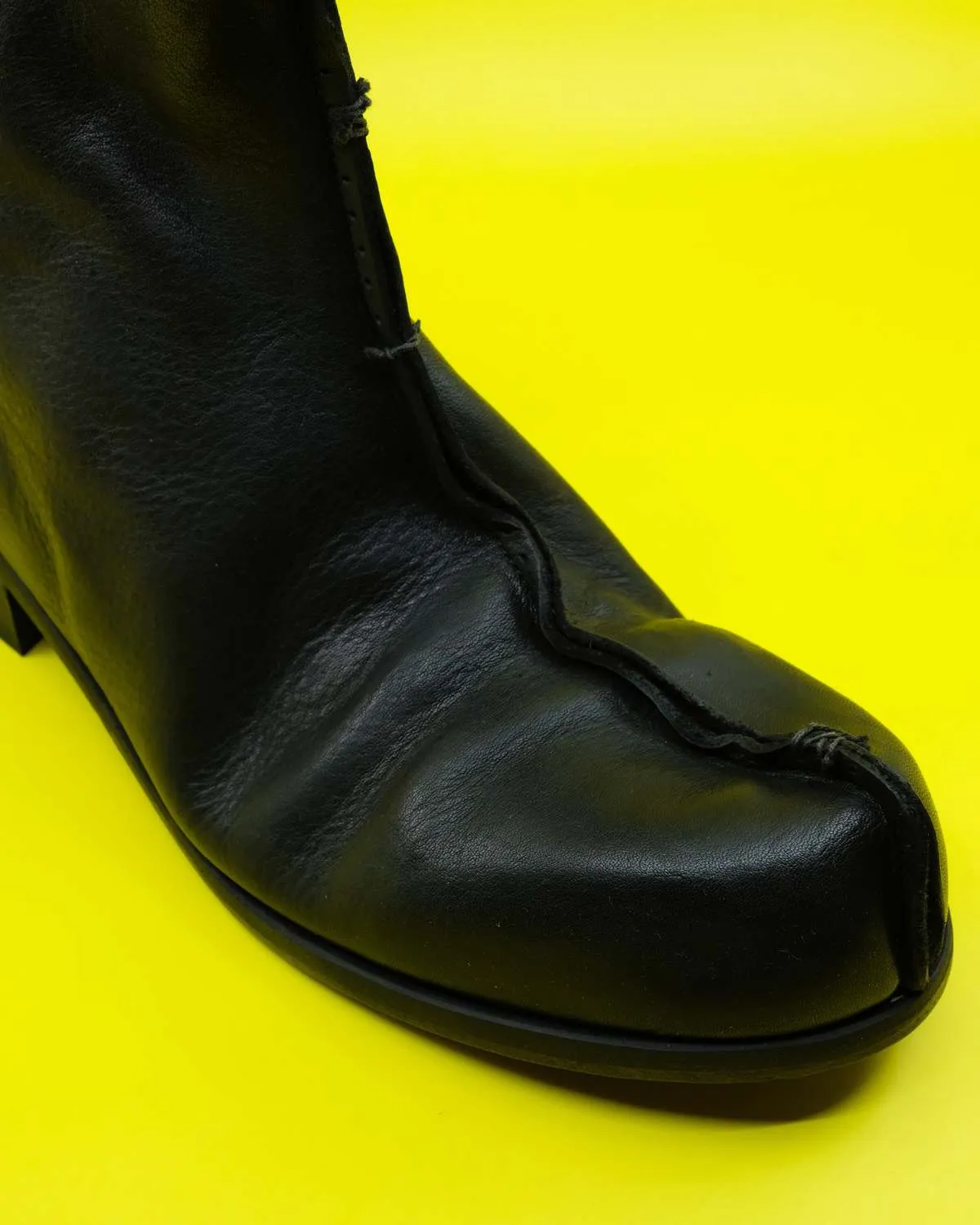 Leather Flat Boot - Black