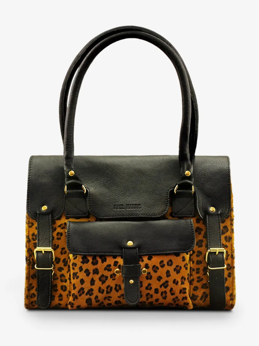 leather shoulder bag for woman Multicoloured,Black - LeRive Gauche - M Blacl Leopard | PAUL MARIUS