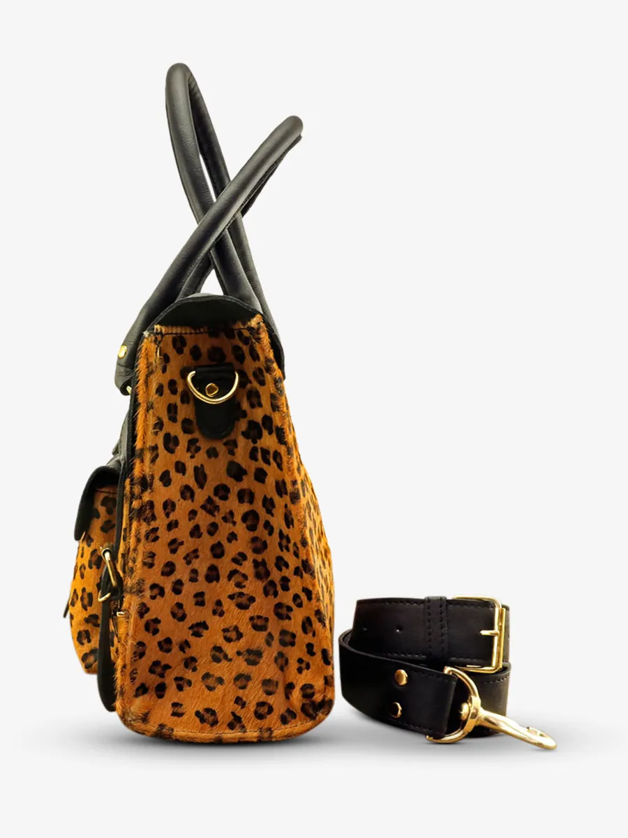 leather shoulder bag for woman Multicoloured,Black - LeRive Gauche - M Blacl Leopard | PAUL MARIUS