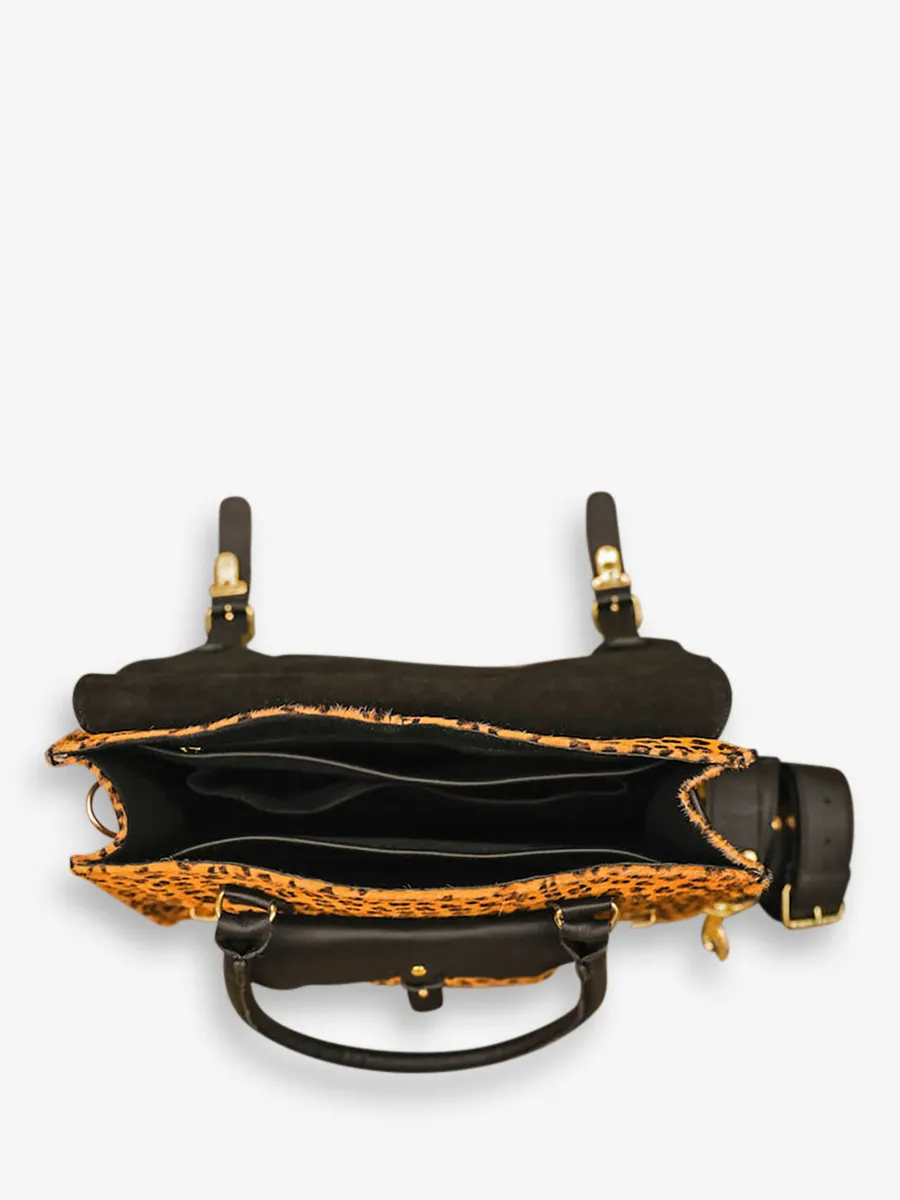 leather shoulder bag for woman Multicoloured,Black - LeRive Gauche - M Blacl Leopard | PAUL MARIUS