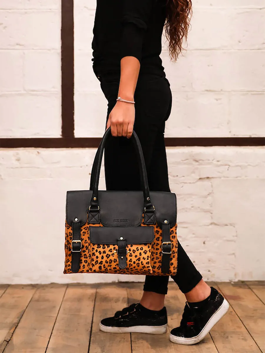 leather shoulder bag for woman Multicoloured,Black - LeRive Gauche - M Blacl Leopard | PAUL MARIUS